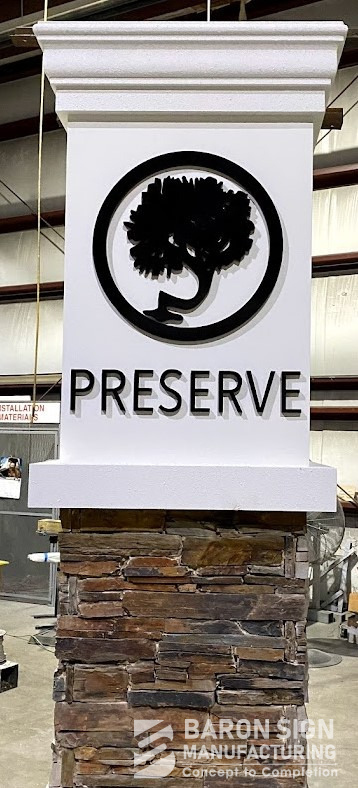 Monument Sign with Flat Cut Out Letters and Logo