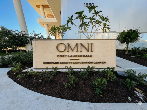 Custom monument sign with dimensional letters for Omni Fort Lauderdale Broward County Convention Center by Baron Sign Manufacturing