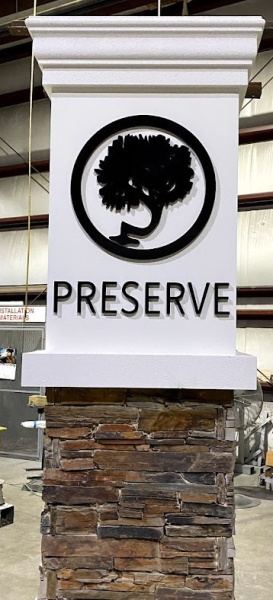 Monument Sign with Flat Cut Out Letters and Logo