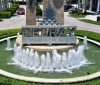Delray Marketplace stone monument entrance sign with fountain, custom fabricated by Baron Sign Manufacturing